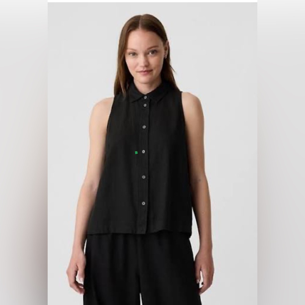 GAP Black Sleeveless Women's Linen Blend Top